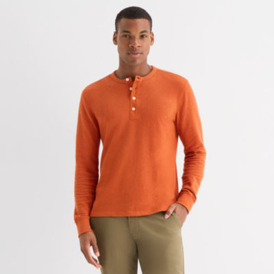mutual weave Mens Long Sleeve Regular Fit Henley Shirt