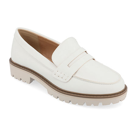 Journee Collection Kenly Womens Moc Closed Toe Loafers In White