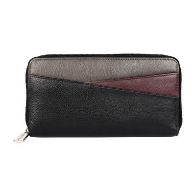 Karla Hanson Womens Rfid Blocking Zip Around Wallet, Color: Black