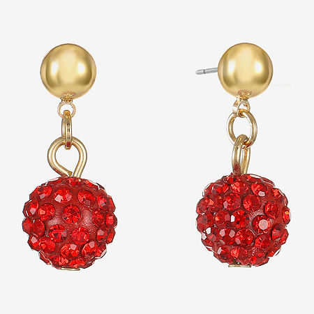 Monet Jewelry Womens Red Glass Round Hypoallergenic Drop Earrings In Red