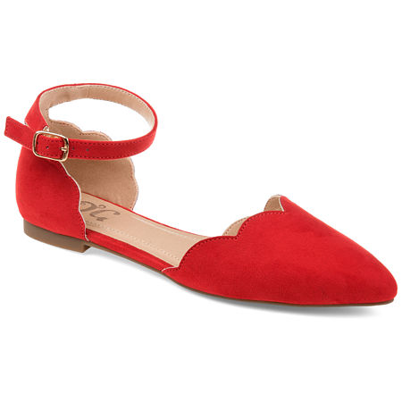 Journee Collection Womens Lana Ballet Flats Buckle Pointed Toe In Red