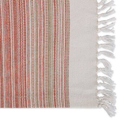 Design Imports Striped Fringed 6-pc. Placemats, One Size, Orange