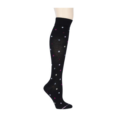 Dr.Motion 1 Pair Knee High Socks Womens, Color: Black Dots - JCPenney