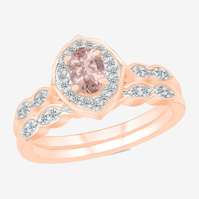 Modern Bride Gemstone Womens Genuine Pink 14K Rose Gold Oval