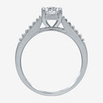 Womens 1/2 CT. T.W. Genuine White Diamond 10K White Gold Round Side Stone Engagement Ring