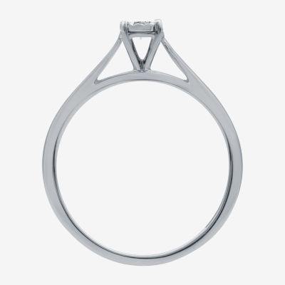 Womens Diamond Accent Natural White Diamond Sterling Silver Round Solitaire Engagement Ring