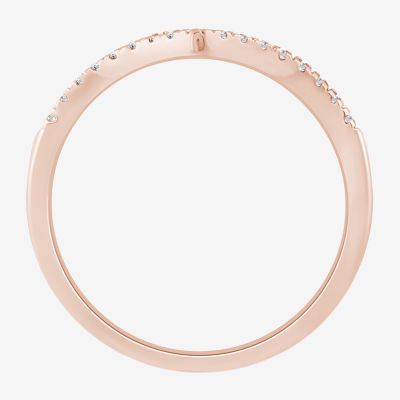 1/10 CT.T.W. Natural Diamond 10K or 14K Gold Chevron Wedding Band