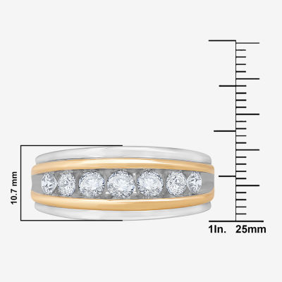 Mens 1 CT.T.W. Natural Diamond 10K Two-Tone Gold Band Ring