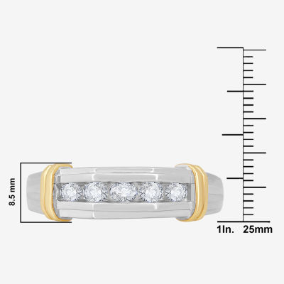 Mens 1 CT.T.W. Natural Diamond 10K Two-Tone Gold Band Ring