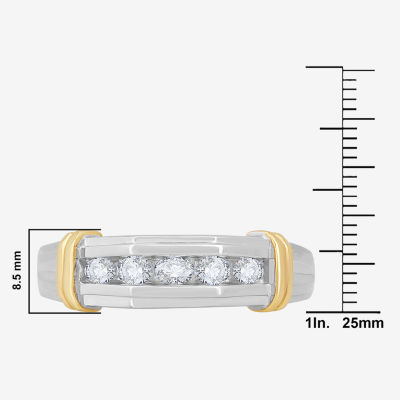 Mens 1/2 CT.T.W. Natural Diamond 10K Two-Tone Gold Band Ring