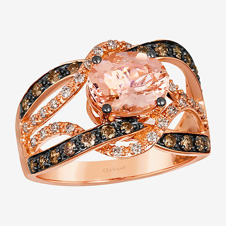 Le Vian Ring Featuring 1 1/3 CT. Peach Morganite 1/3 CT. Chocolate Diamonds 1/5 CT. Nude Diamonds Set In 14K Strawberry Gold, 9, Morganite