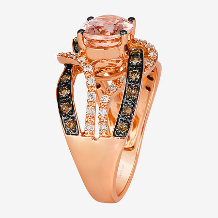 Le Vian Ring Featuring 1 1/3 CT. Peach Morganite 1/3 CT. Chocolate Diamonds 1/5 CT. Nude Diamonds Set In 14K Strawberry Gold, 9, Morganite