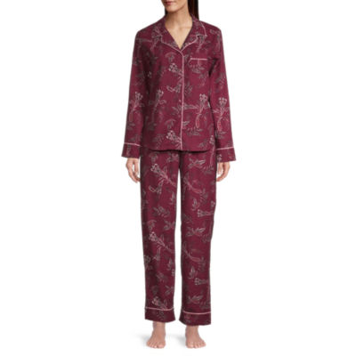 Liz Claiborne Womens Long Sleeve 2pc. Flannel Pant Pajama Set JCPenney