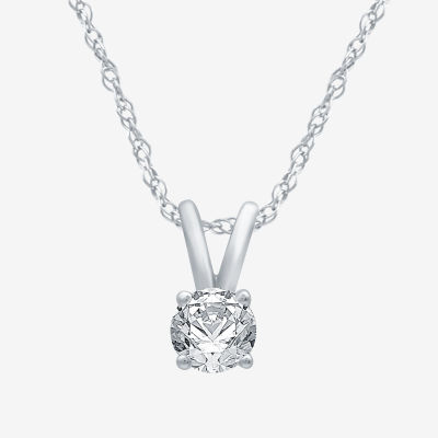 Womens 1/4 CT. T.W. Mined White Diamond 10K White Gold Pendant Necklace