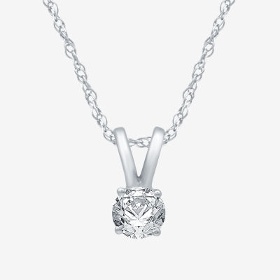Womens 1/2 CT. T.W. Mined White Diamond 10K White Gold Pendant Necklace