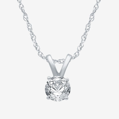 Womens 1 CT. T.W. Mined White Diamond 10K White Gold Pendant Necklace