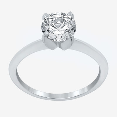 Womens 1 1/4 CT. Natural White Diamond 14K White Gold Round Solitaire Engagement Ring