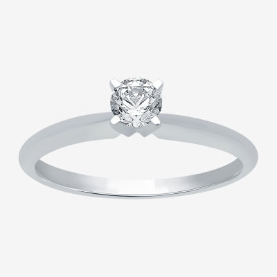 Classic Collection Womens 1/4 CT.T.W. Natural Diamond 10K  Gold Round Solitaire Engagement Ring