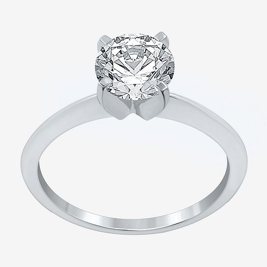 Ever Star Womens 1 1/4 CT. T.W. Lab Grown White Diamond 14K White Gold Round Solitaire Engagement Ring