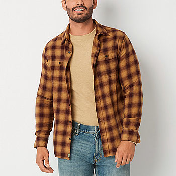 baseren dauw Vegen mutual weave Mens Long Sleeve Regular Fit Flannel Shirt, Color: English  Brown Pld - JCPenney