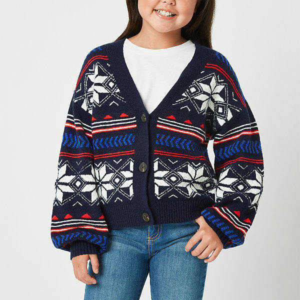 Thereabouts Family Matching Girls V Neck Long Sleeve Cardigan