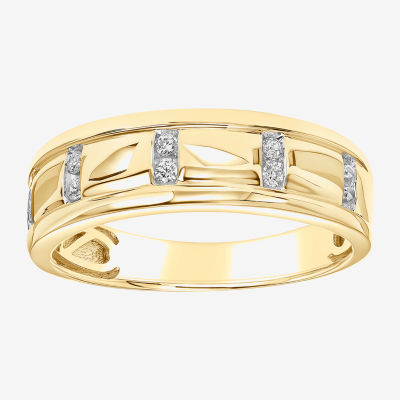 (H / Si2) Mens 3.5MM 1/10 CT. T.W. Lab Grown White Diamond 10K Gold Wedding Band