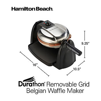 Hamilton Beach Black 4-Square Belgian Waffle Maker