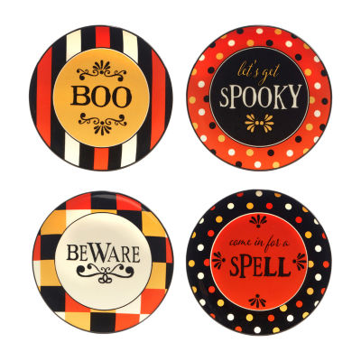 Certified International Spooky Halloween 4-pc. Earthenware Appetizer Plate