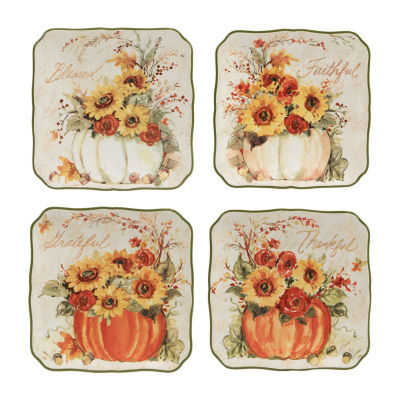 Certified International Harvest Morning 4-pc. Earthenware Appetizer Plate