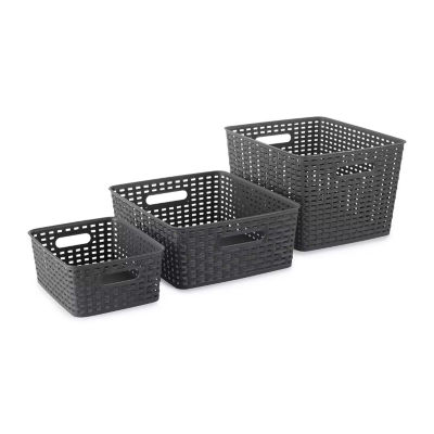 Home Expressions Small Durable Plastic Weave Storage Bin