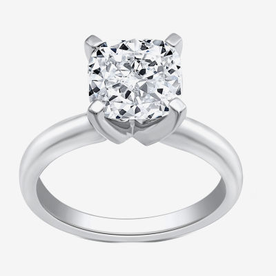 (G / VS2) Womens 3 CT. Lab-Grown White Diamond 14K Gold Cushion Solitaire Engagement Ring