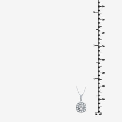 Yes Womens Lab Created White Sapphire Sterling Silver Cushion Pendant Necklaces