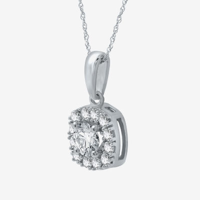Yes Womens Lab Created White Sapphire Sterling Silver Cushion Pendant Necklaces