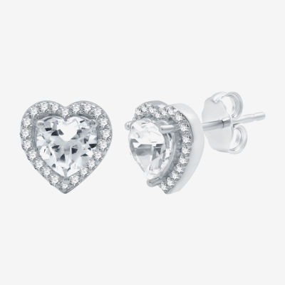 Yes, Please! Womens Lab Created White Sapphire Sterling Silver Heart 2-pc. Jewelry Set