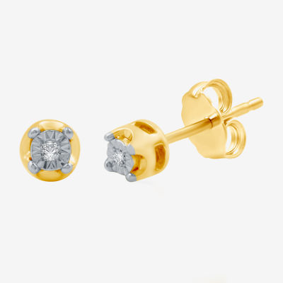 Yes, Please! Womens 1/10 CT. T.W. Natural White Diamond 14K Gold Over Silver Sterling Silver Round 2 Pair Earring Set