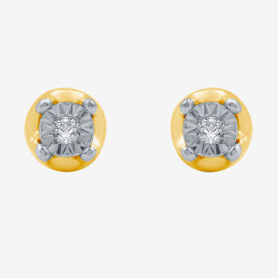 Yes, Please! Womens 1/10 CT. T.W. Natural White Diamond 14K Gold Over Silver Sterling Silver Round 2 Pair Earring Set