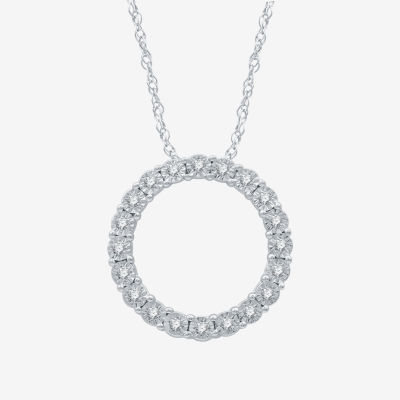 YES PLEASE! Womens 1/10 CT. T.W. Genuine Diamond Sterling Silver Pendant Necklace