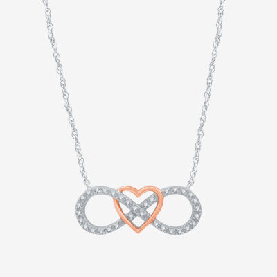 Yes, Please! Womens 1/10 CT. T.W. Mined Diamond 14K Rose Gold Over Silver Heart Infinity Pendant Necklace