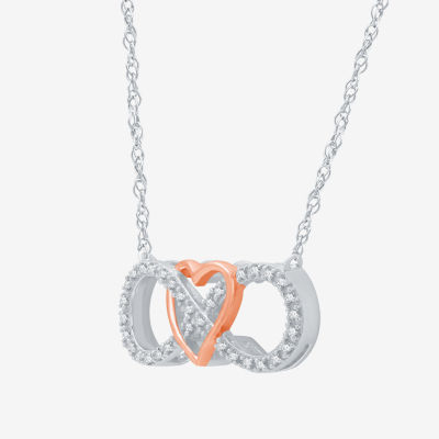 Yes, Please! Womens 1/10 CT. T.W. Natural Diamond 14K Rose Gold Over Silver Heart Infinity Pendant Necklace