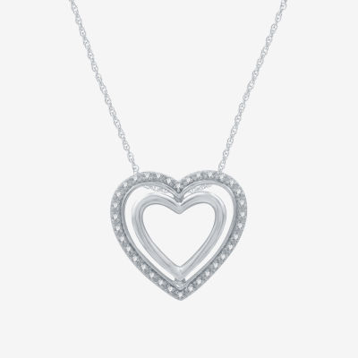 Yes, Please! Womens 1/10 CT. T.W. Natural White Diamond Sterling Silver Heart 18 Inch Pendant Necklace