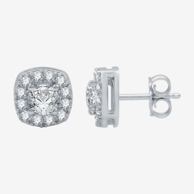 Yes, Please! Lab Created White Sapphire Sterling Silver 8.5mm Cushion Stud Earrings