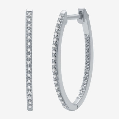 Yes, Please! Womens 1/10 CT. T.W. Natural Diamond Sterling Silver 22.9mm Hoop Earrings