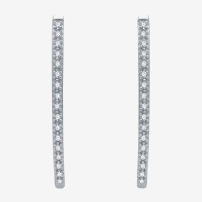 Yes, Please! 1/10 CT. T.W. Mined Diamond Sterling Silver 22.9mm Hoop Earrings