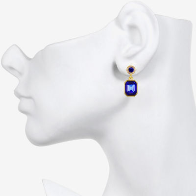 Bijoux Bar Delicates Gold Tone Womens Glass Rectangular Drop Earrings