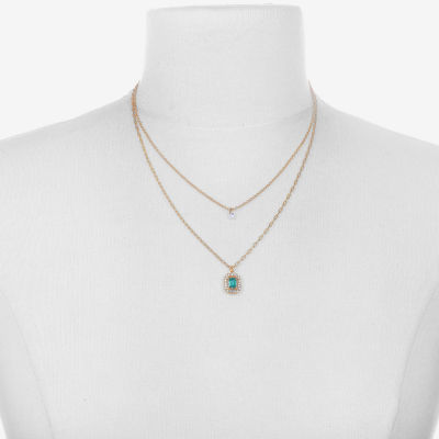 Bijoux Bar Delicates Gold Tone Womens Glass Gold Tone 16 Inch Strand Necklace