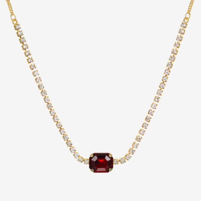 Bijoux Bar Gold Tone Womens Red Glass Choker Necklaces