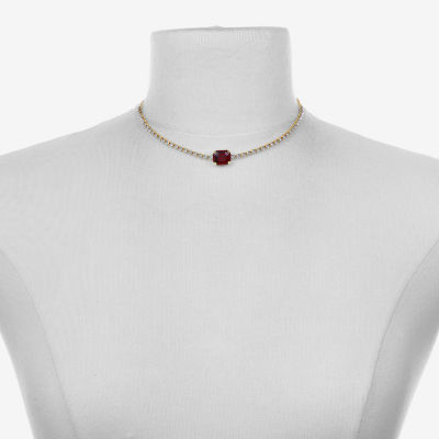 Bijoux Bar Gold Tone Womens Red Glass Choker Necklaces