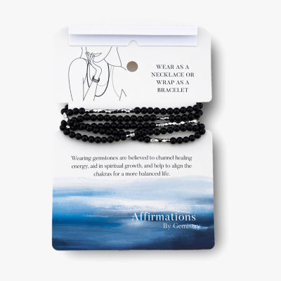 Silver Reflections Convertible Genuine Stone Beaded Necklace Womens Black Pure Silver Over Brass Wrap Bracelet