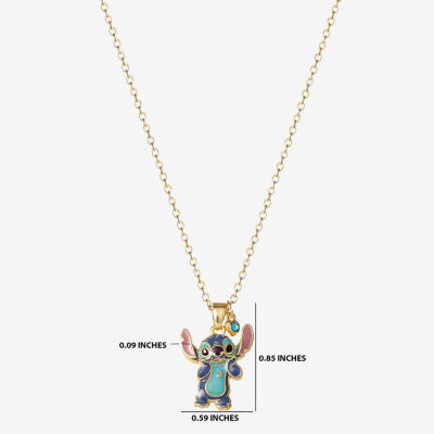 Disney Classics Crystal 18K Gold Over Brass 18 Inch Cable Stitch Pendant Necklace