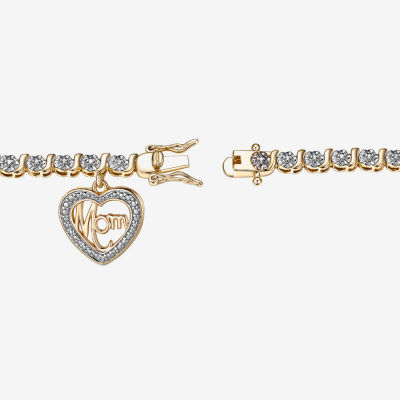 Sparkle Allure Mom Diamond Accent 7.25 Inch Heart Tennis Bracelet